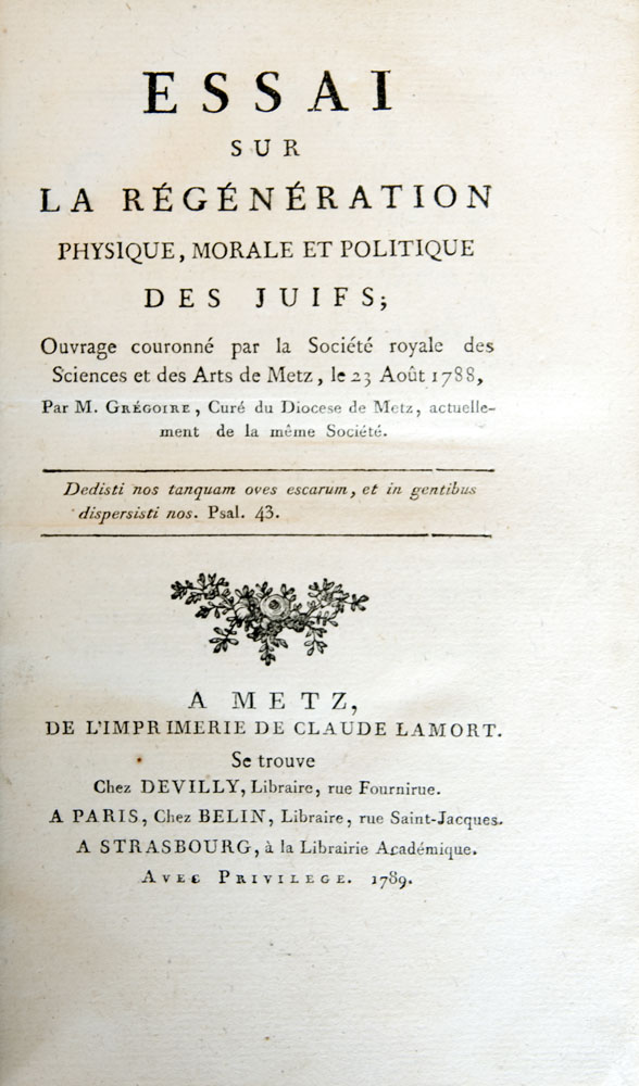 Grégoire : Essai sur la regénération des Juifs